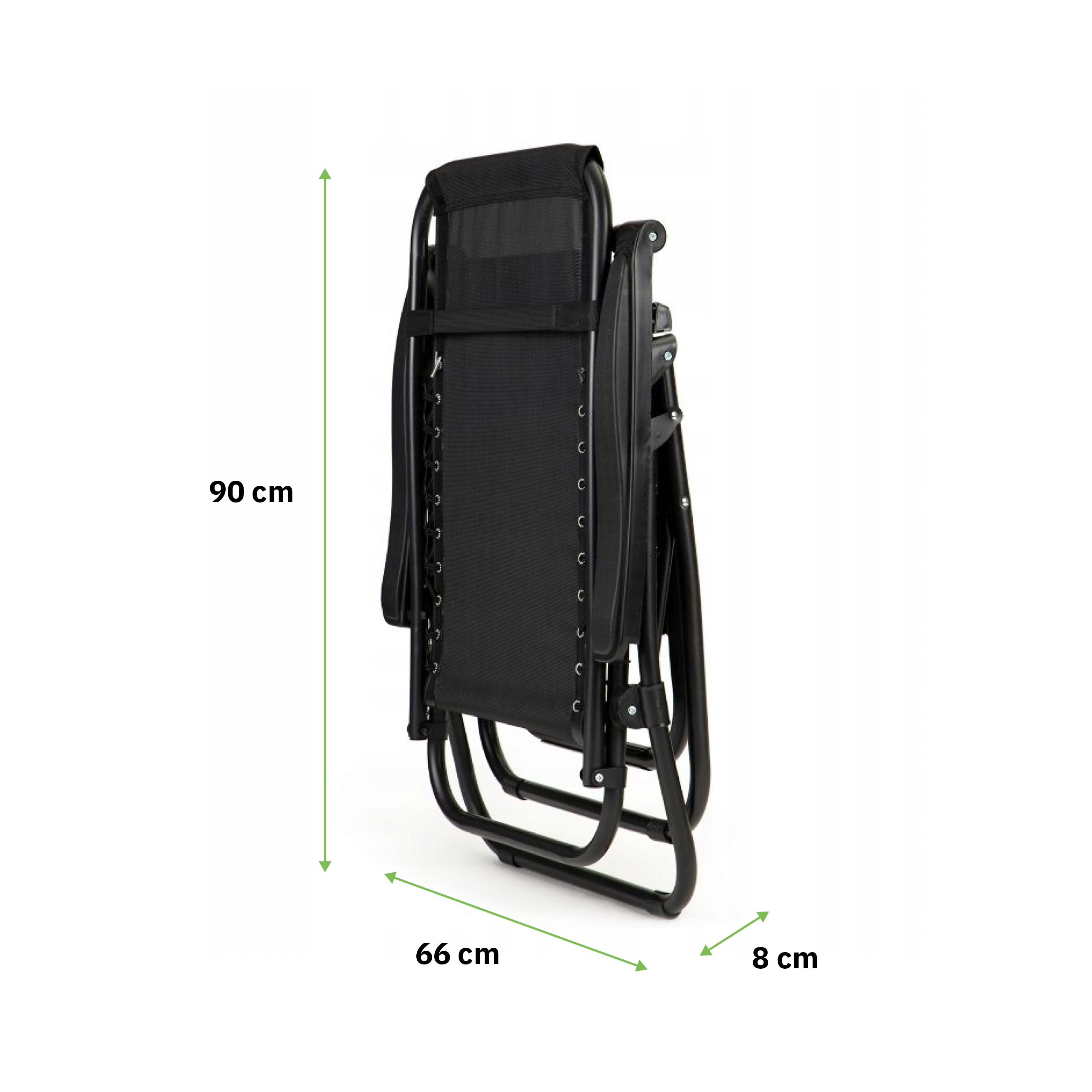 Leżak ogrodowy składany z zagłówkiem i stoliczkiem po złożeniu