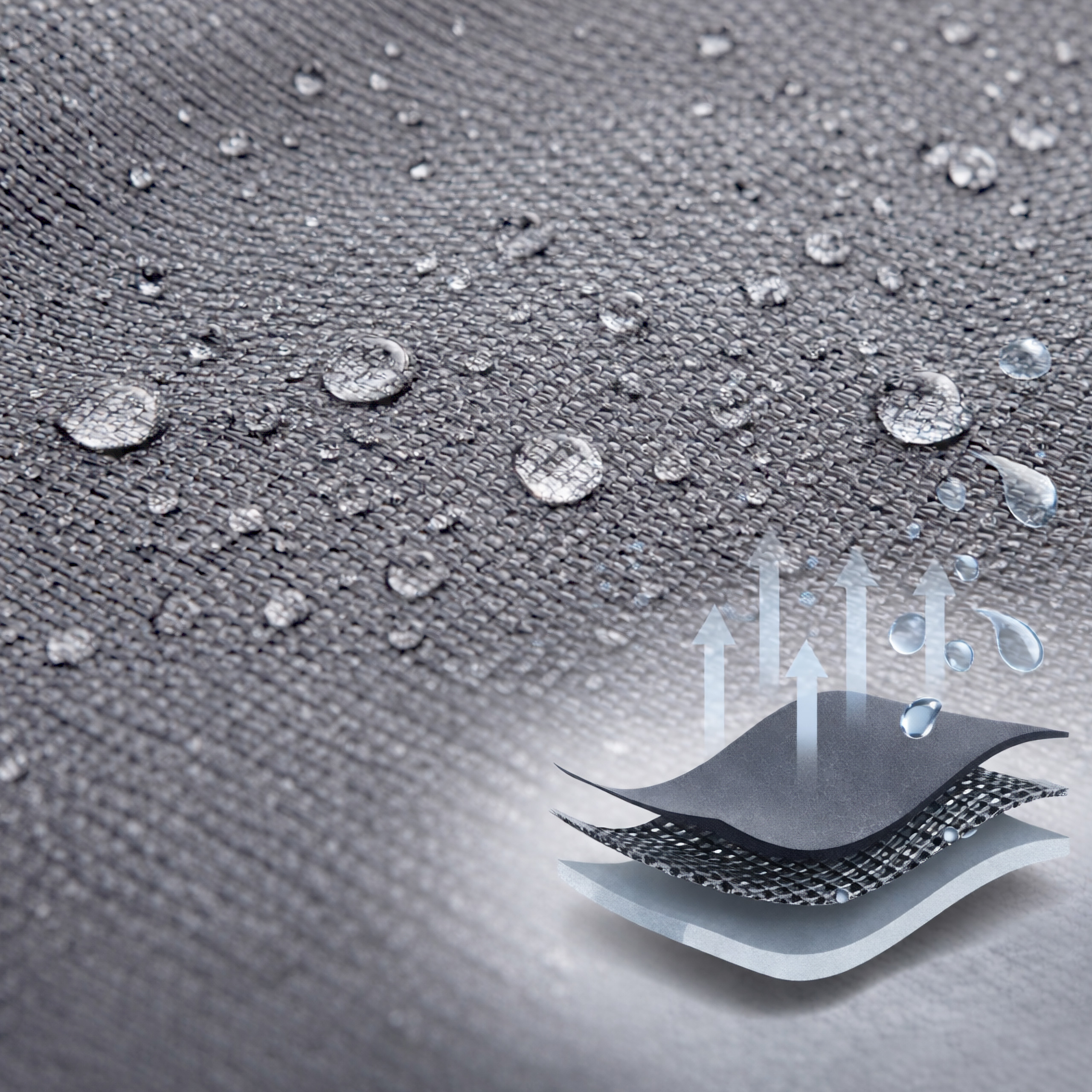 Leżak ogrodowy składany regulowany z zagłówkiem i stoliczkiem szary materiał odporny na wilgoć