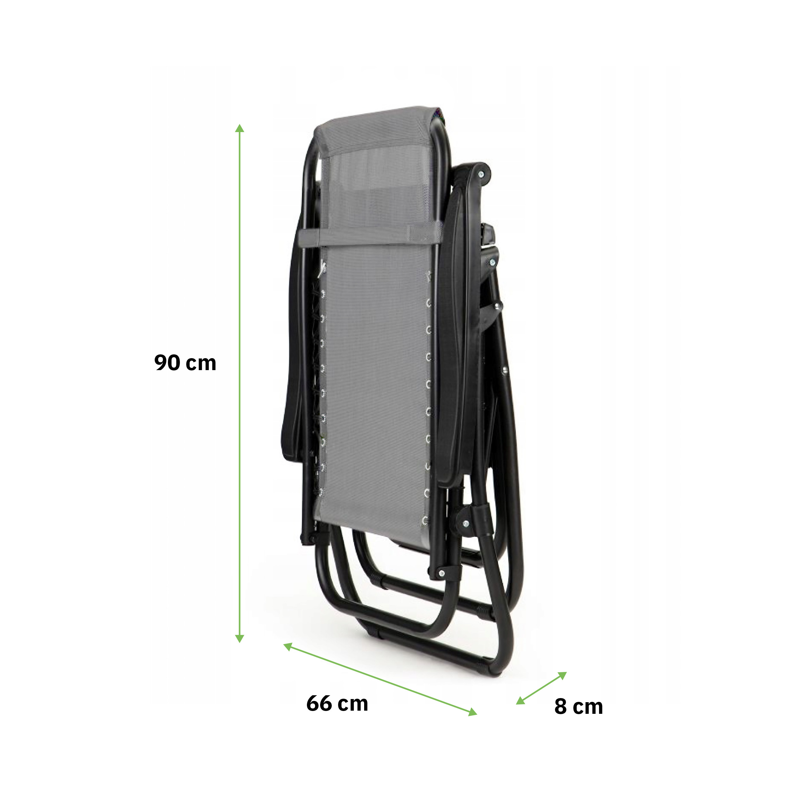 Leżak ogrodowy składany regulowany z zagłówkiem i stoliczkiem po złożeniu