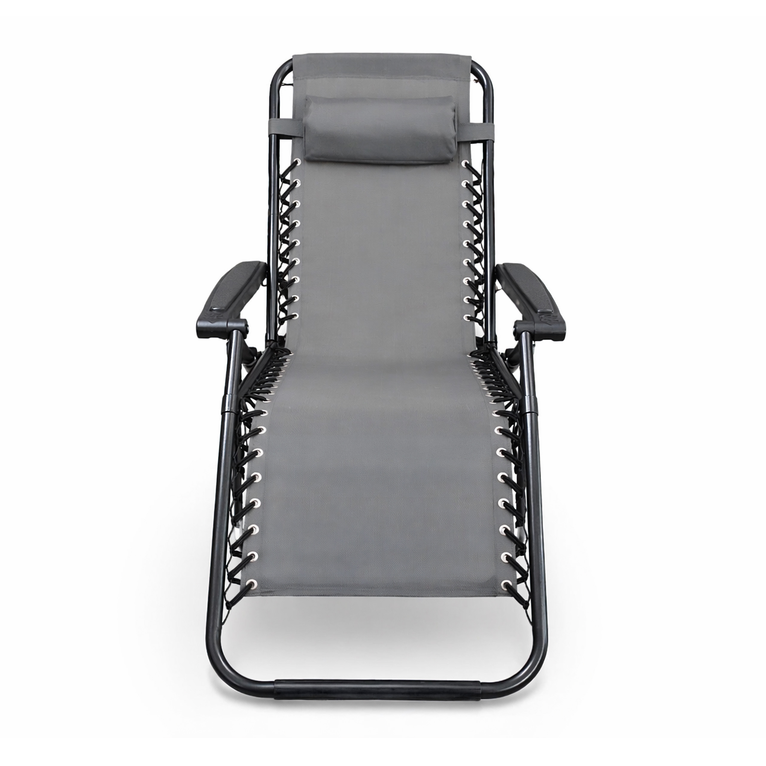 Leżak ogrodowy składany z zagłówkiem z miękką poduszką