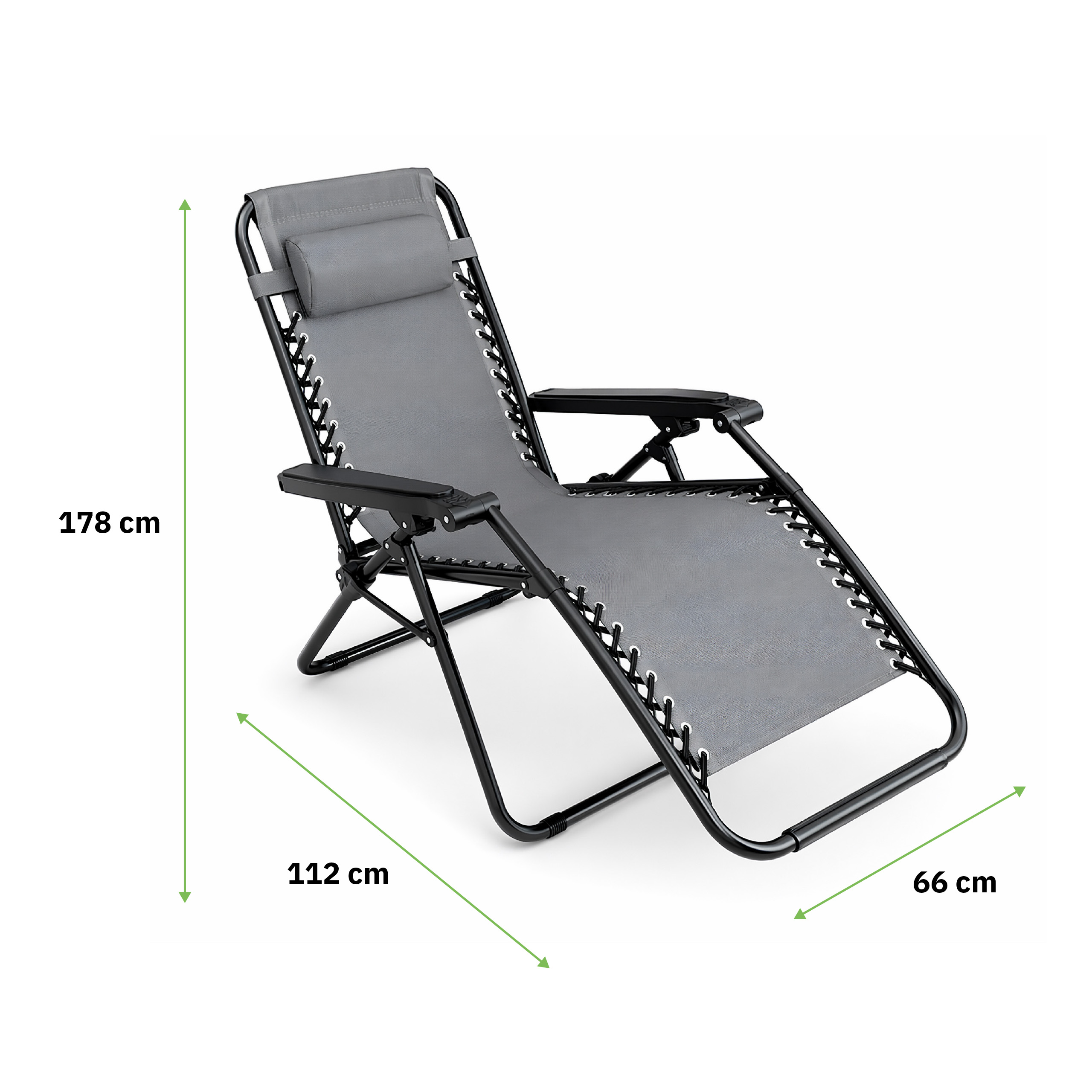 Leżak ogrodowy składany z zagłówkiem - wymiary i specyfikacja