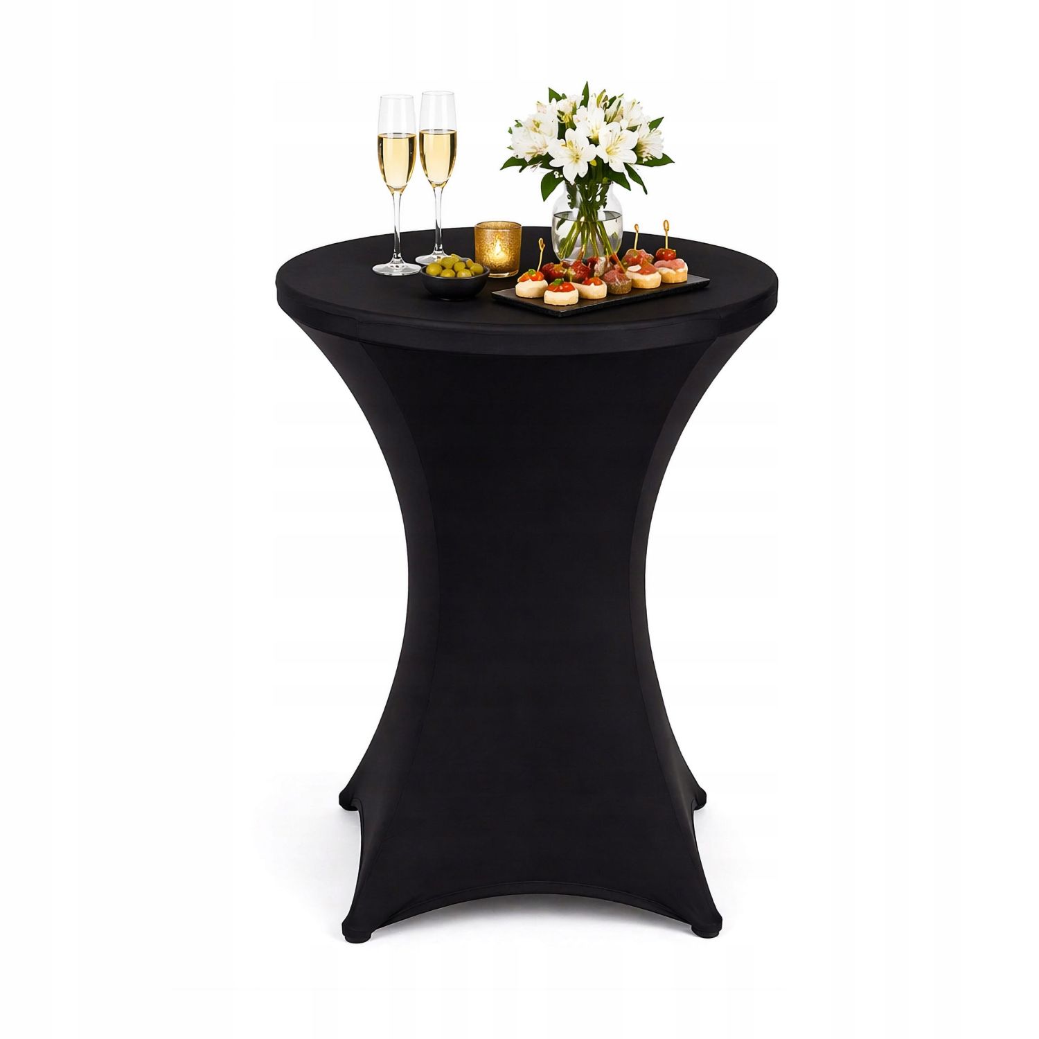 NUFORMA 80 cm Pokrowiec na stół bankietowy okrągły elastyczny dopasowanie materiału