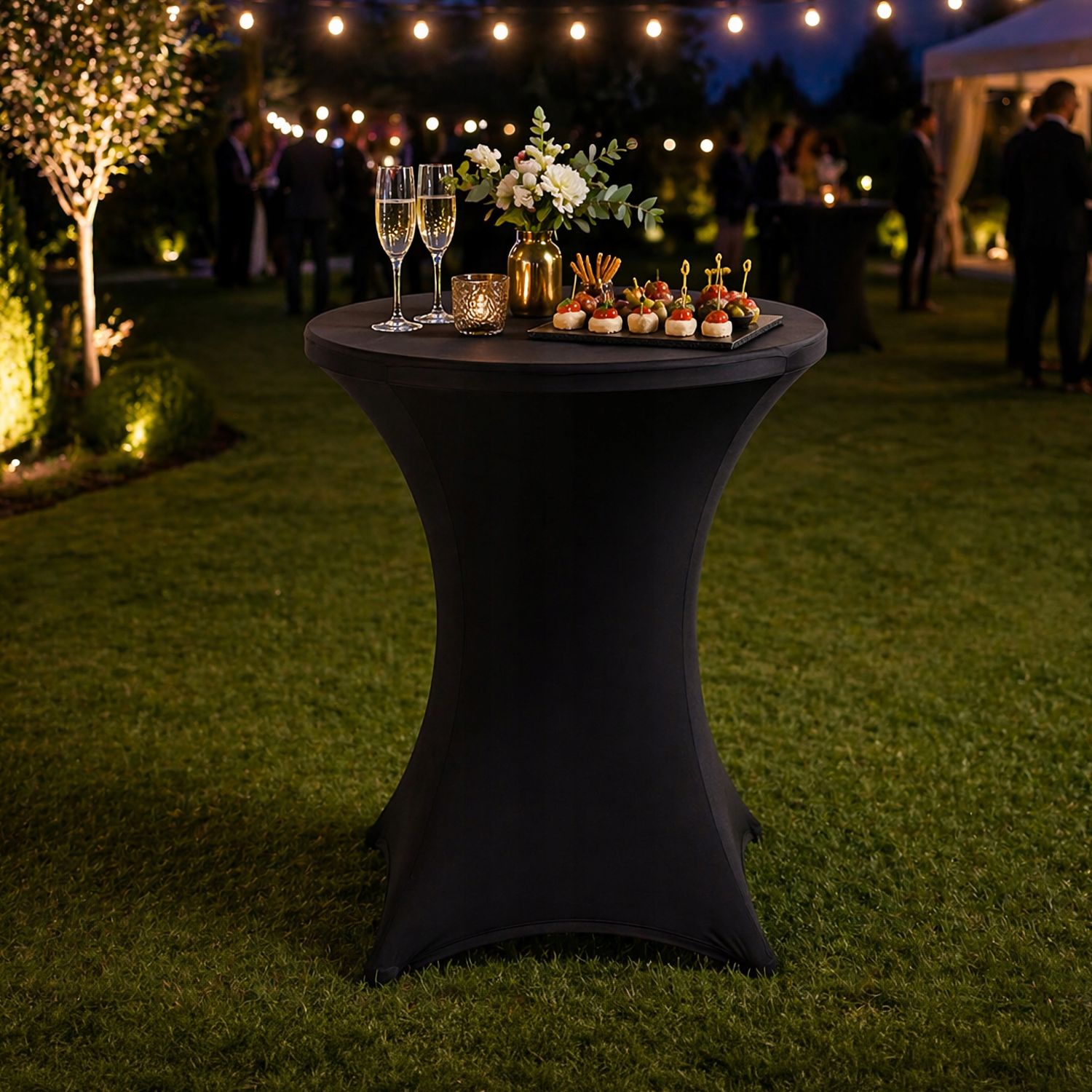 NUFORMA 80 cm Pokrowiec na stół bankietowy okrągły elastyczny dopasowanie do stołu