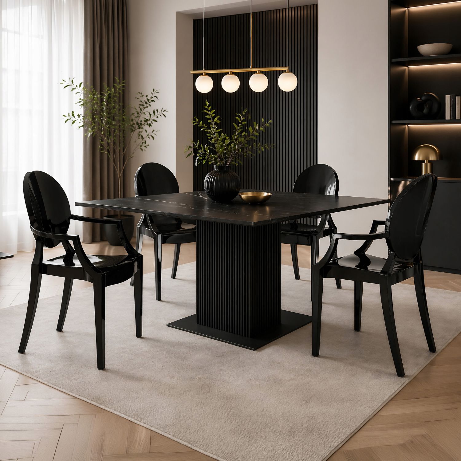 Krzesło LOUIS czarne glamour do jadalni i salonu beauty