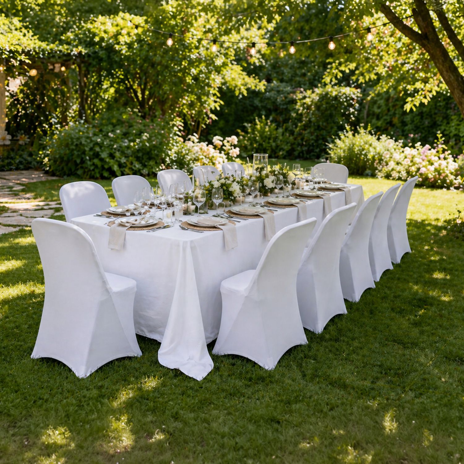 NUFORMA 250 GSM Pokrowiec na krzesło bankietowe biały elastyczny zastosowanie