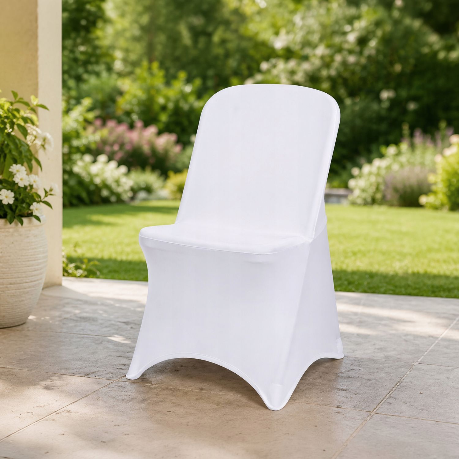 NUFORMA 250 GSM Pokrowiec na krzesło bankietowe biały elastyczny materiał