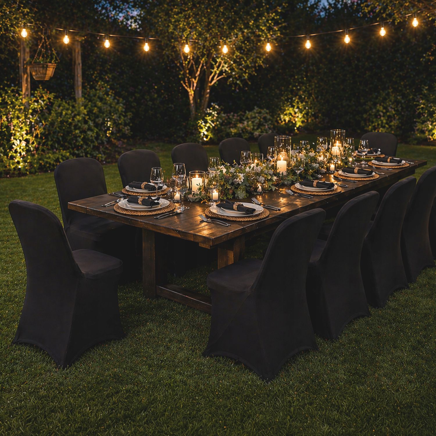 NUFORMA 250 GSM Pokrowiec na krzesło bankietowe czarny elastyczny zastosowanie