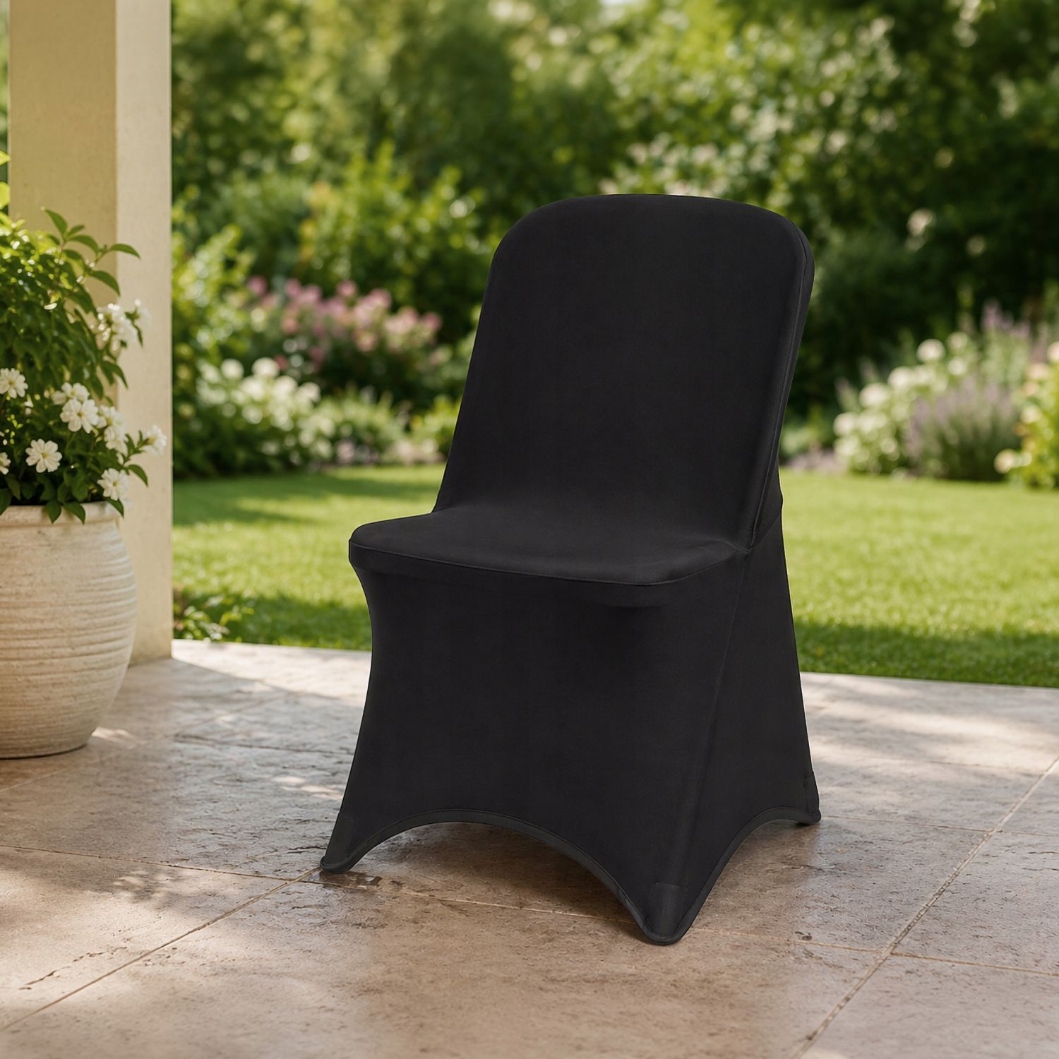 NUFORMA 250 GSM Pokrowiec na krzesło bankietowe czarny elastyczny montaż