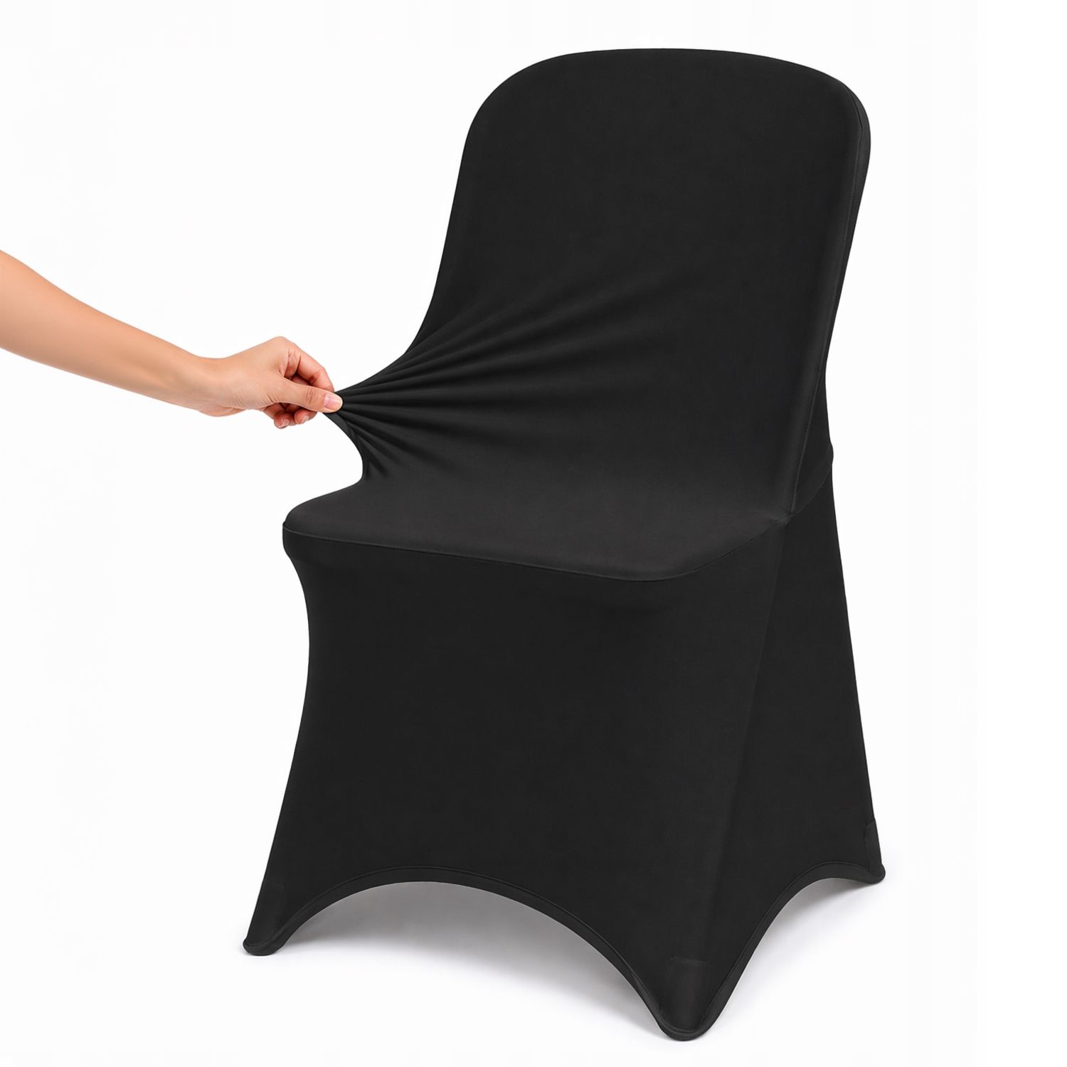 NUFORMA 250 GSM Pokrowiec na krzesło bankietowe czarny elastyczny dopasowanie