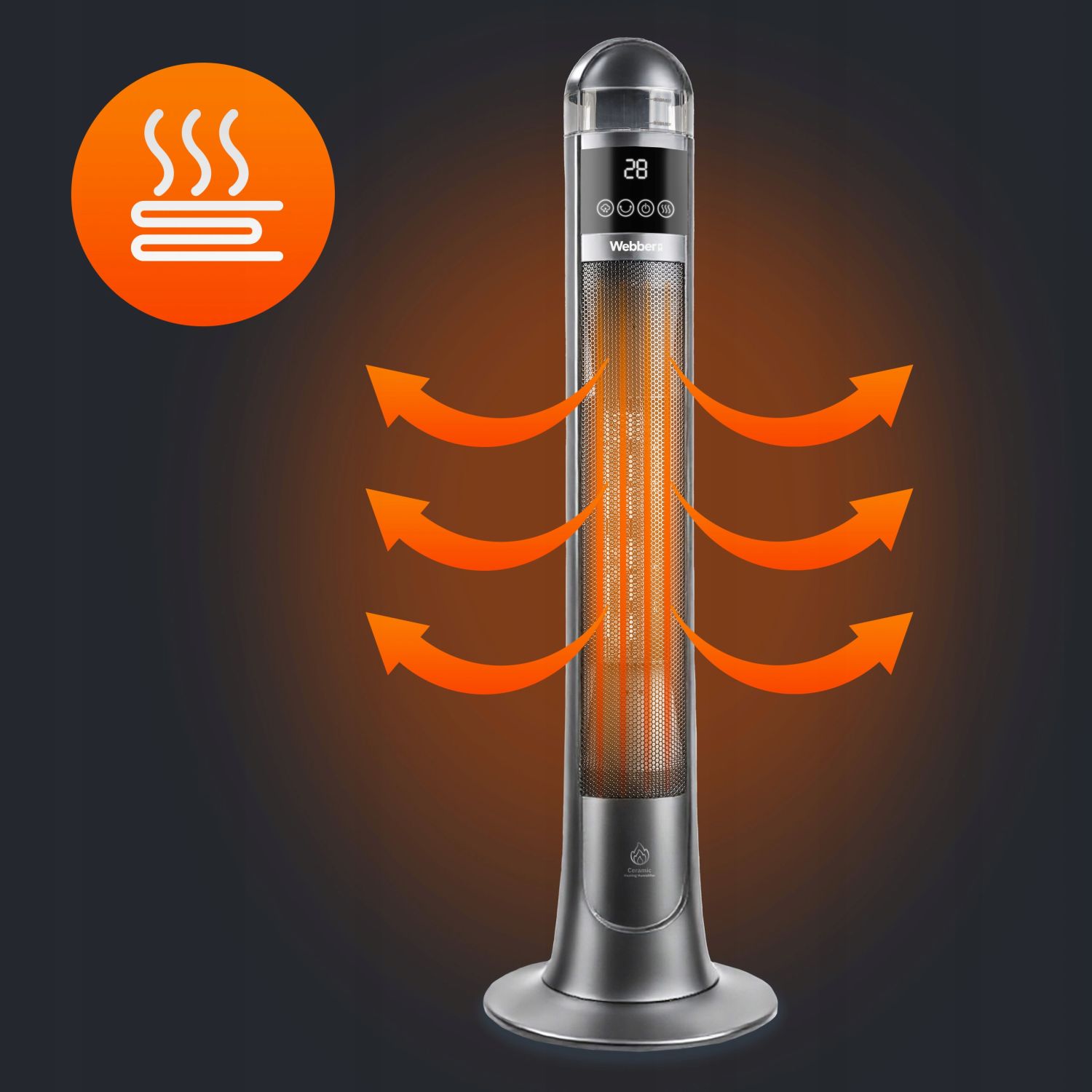 Webber ETNA Graphite Grzejnik ceramiczny kolumnowy z nawilżaczem 2200W