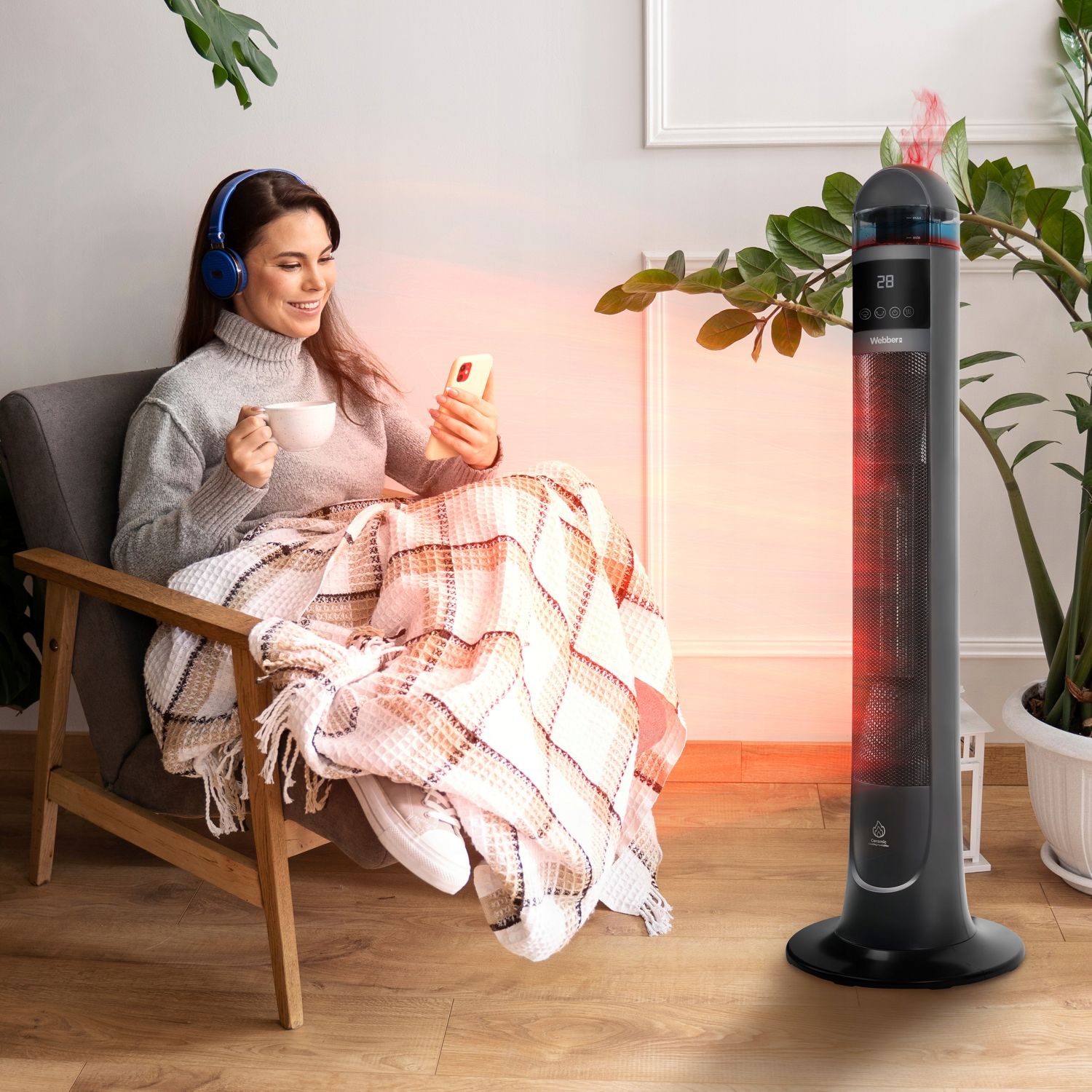 Webber ETNA Graphite Grzejnik ceramiczny kolumnowy z nawilżaczem 2200W