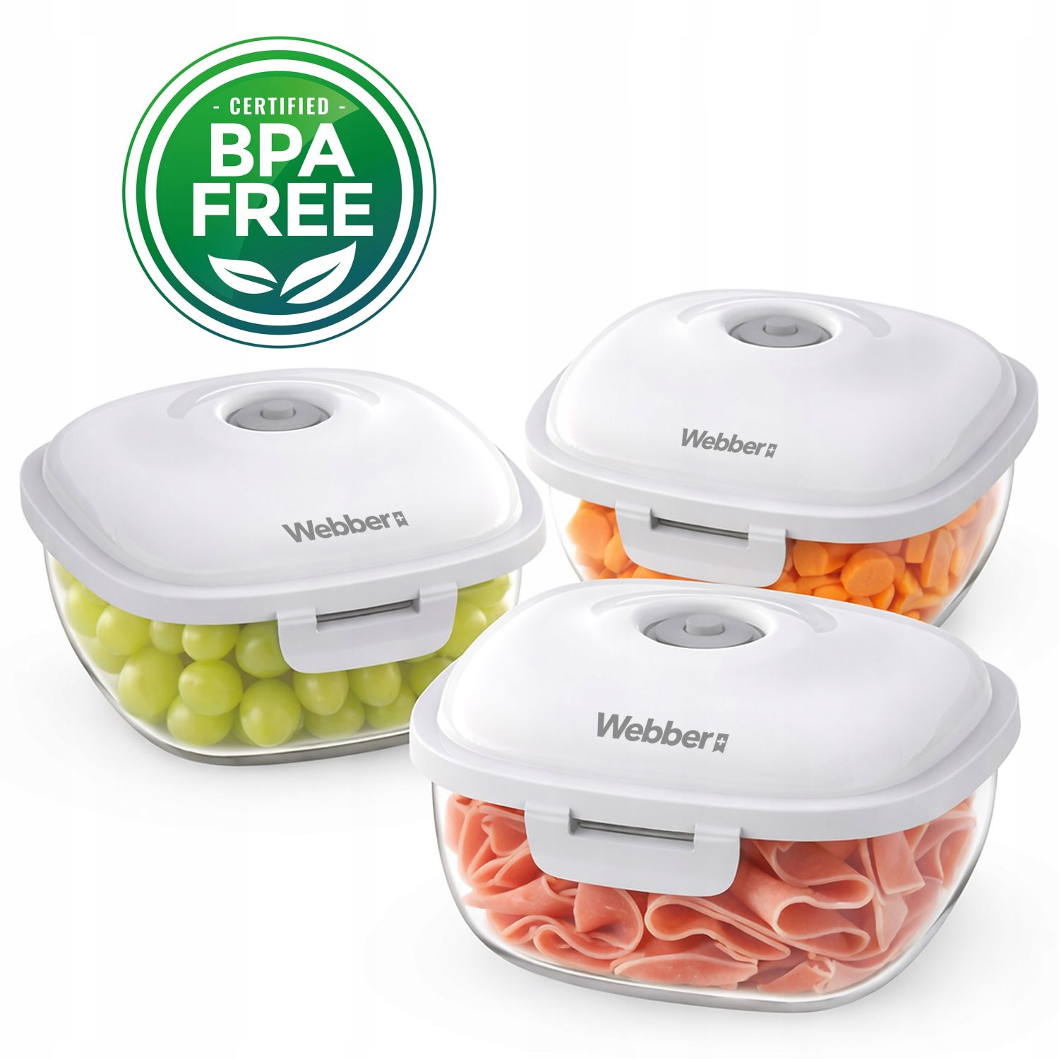 Webber Webber+ pojemniki próżniowe do żywności 0,7 l zestaw 3 sztuki