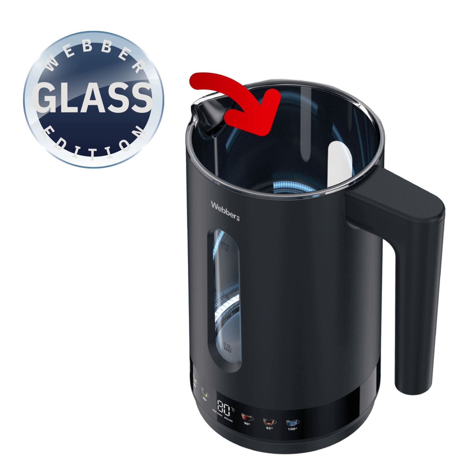 Webber KAVEN WK125 czajnik elektryczny – szklane wnętrze Glass Edition