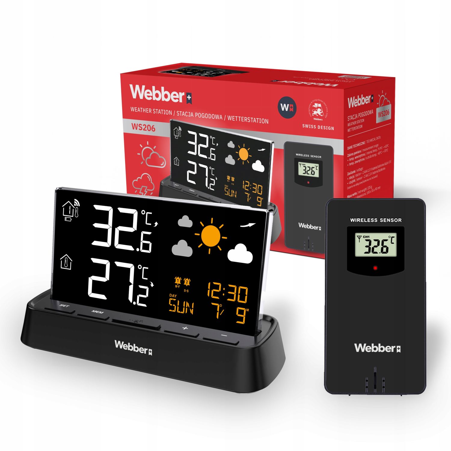 WEBBER WS206 stacja pogodowa DCF termometr barometr