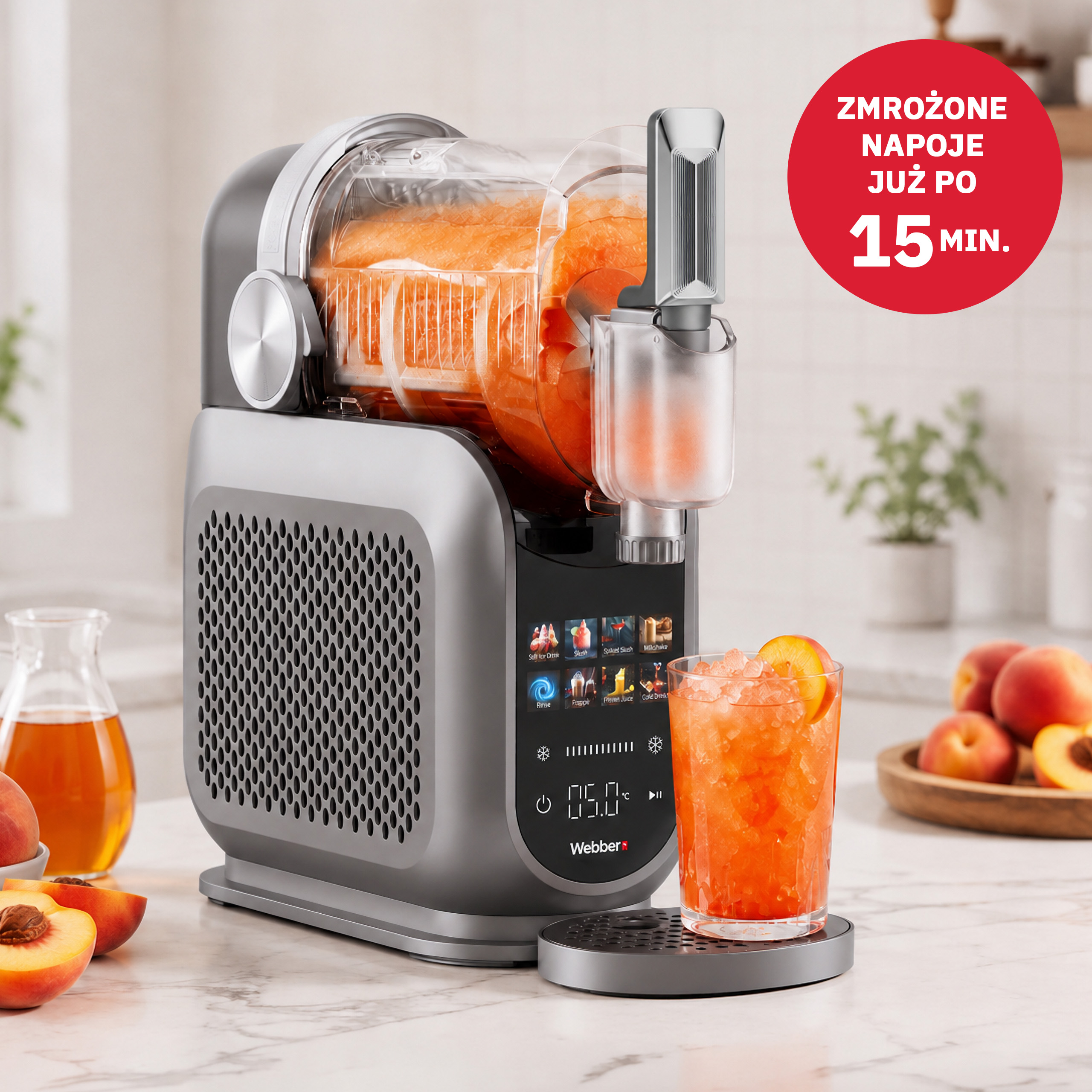 Webber WSM-7 PRO maszyna do slushy, lodów włoskich i mrożonych napojów – przygotowanie mrożonego napoju